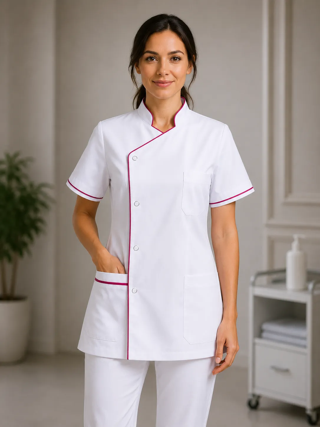 Blouse médicale croisée à manches courtes